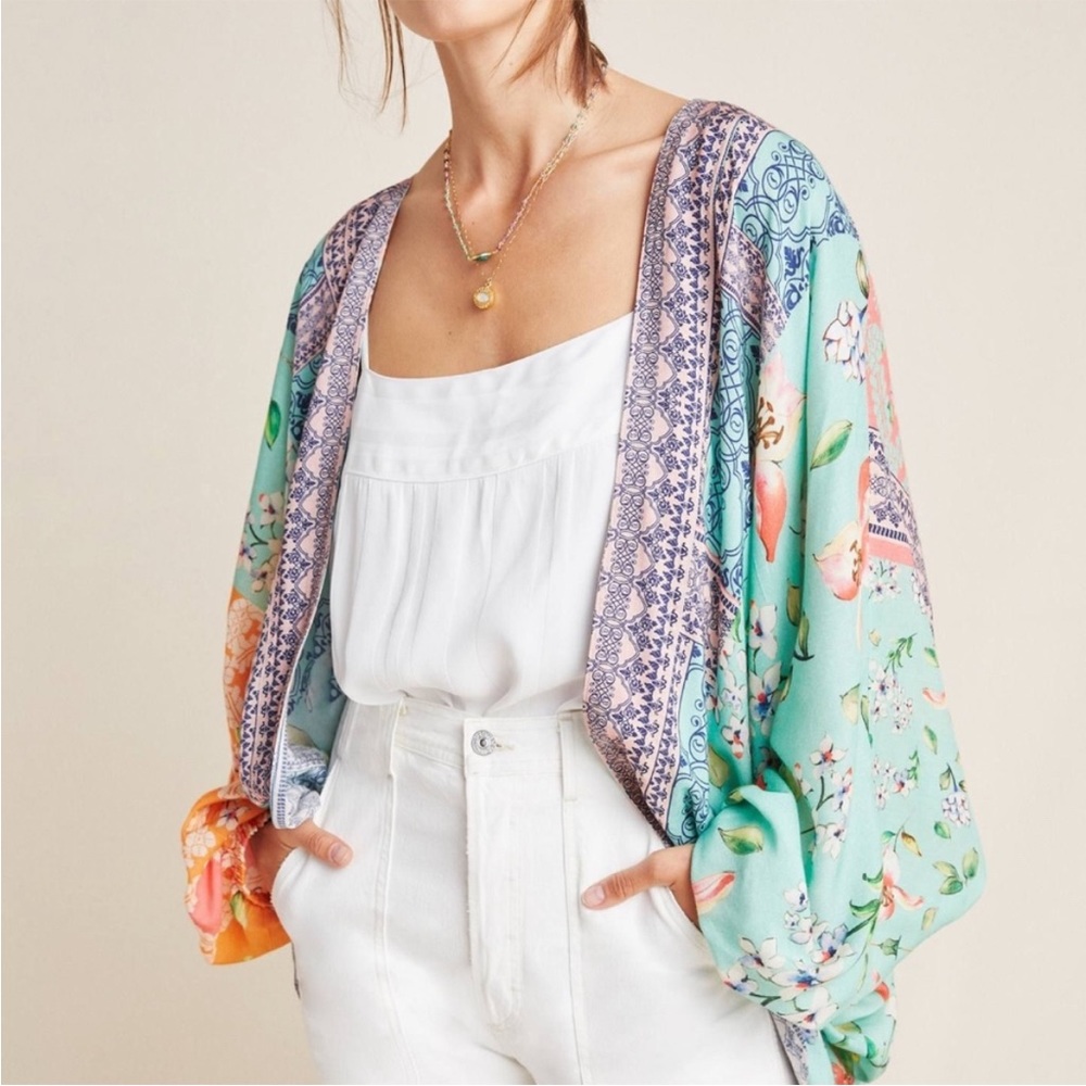 Anthropologie Dylan Floral Cocoon Kimono Open Cardigan One Size